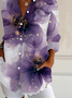 Chemises Décontracté Floral Printemps / Automne Aucune élasticité Régulier Boucle Régulier Manches régulières Col de Chemise pour Femmes