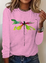 T-shirts Femmes Décontracté Printemps / Automne Libellule Micro-élasticité Fête Ample Régulier Droit Régulier