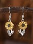 Boucles d'Oreilles Simple Floral Toutes Les Saisons Métal Sortie Métal Goujon pour Femmes