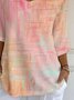 T-shirts Décontracté Ombre Printemps / Automne Micro-élasticité Vacances Coupe Régulière Manches trois quarts Col Rond Régulier pour Femmes