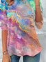 T-shirts Décontracté Abstrait Printemps / Automne Imprimé Aucune élasticité Ample Manches Longues Droit Régulier pour Femmes