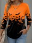 T-shirts Simple Printemps / Automne Toussaint Aucune élasticité Manches Longues Col Rond Régulier Droit Régulier pour Femmes