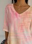 T-shirts Décontracté Ombre Printemps / Automne Micro-élasticité Vacances Coupe Régulière Manches trois quarts Col Rond Régulier pour Femmes