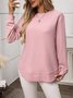 T-shirts Décontracté Plain Printemps / Automne Coton Micro-élasticité Coupe Régulière Manches Longues Régulier Régulier pour Femmes