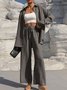 Deux Pièces Ensembles Femmes Urbain Plain Printemps / Automne Joint Fendu Micro-élasticité Manches Longues Top Avec Pantalons Droit Régulier