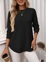 T-shirts Décontracté Plain Printemps / Automne Coton Micro-élasticité Coupe Régulière Manches Longues Régulier Régulier pour Femmes