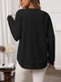 T-shirts Décontracté Plain Printemps / Automne Coton Micro-élasticité Coupe Régulière Manches Longues Régulier Régulier pour Femmes