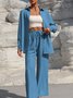 Deux Pièces Ensembles Femmes Urbain Plain Printemps / Automne Joint Fendu Micro-élasticité Manches Longues Top Avec Pantalons Droit Régulier
