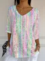 T-shirts Ombre Décontracté Printemps / Automne Micro-élasticité Vacances Coupe Régulière Manches trois quarts Col Rond Régulier pour Femmes
