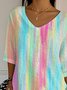 T-shirts Décontracté Ombre Printemps / Automne Coton Micro-élasticité Quotidien Coupe Régulière Col Rond Régulier pour Femmes
