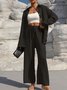 Deux Pièces Ensembles Femmes Urbain Plain Printemps / Automne Joint Fendu Micro-élasticité Manches Longues Top Avec Pantalons Droit Régulier