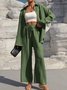 Deux Pièces Ensembles Femmes Urbain Plain Printemps / Automne Joint Fendu Micro-élasticité Manches Longues Top Avec Pantalons Droit Régulier