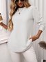 T-shirts Décontracté Plain Printemps / Automne Coton Micro-élasticité Coupe Régulière Manches Longues Régulier Régulier pour Femmes