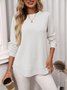T-shirts Décontracté Plain Printemps / Automne Coton Micro-élasticité Coupe Régulière Manches Longues Régulier Régulier pour Femmes
