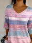 T-shirts Femmes Décontracté Printemps / Automne Abstrait Rayé Imprimé Quotidien Ample Régulier Ligne T Régulier