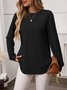 T-shirts Décontracté Plain Printemps / Automne Coton Micro-élasticité Coupe Régulière Manches Longues Régulier Régulier pour Femmes