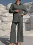 Deux Pièces Ensembles Femmes Urbain Plain Printemps / Automne Joint Fendu Micro-élasticité Manches Longues Top Avec Pantalons Droit Régulier