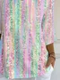 T-shirts Ombre Décontracté Printemps / Automne Micro-élasticité Vacances Coupe Régulière Manches trois quarts Col Rond Régulier pour Femmes