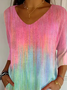 T-shirts Femmes Décontracté Abstrait Printemps / Automne Polyester Imprimé Micro-élasticité Quotidien Ample Régulier