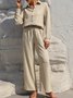 Deux Pièces Ensembles Femmes Urbain Plain Printemps / Automne Joint Fendu Micro-élasticité Manches Longues Top Avec Pantalons Droit Régulier