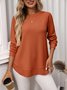 T-shirts Décontracté Plain Printemps / Automne Coton Micro-élasticité Coupe Régulière Manches Longues Régulier Régulier pour Femmes