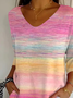 T-shirts Décontracté Abstrait Printemps / Automne Imprimé Micro-élasticité Quotidien Ample Régulier Régulier pour Femmes