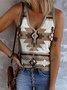 Top Débardeur Tops Femmes Géométrique Décontracté Été Coton Col V Micro-élasticité Quotidien Trapèze Régulier