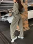 Deux Pièces Ensembles Femmes Simple Plain Printemps / Automne Boucle Naturel Ample Manches Longues Col Rond Top Avec Pantalons