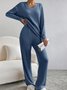 Deux Pièces Ensembles Femmes Sportif Plain Printemps / Automne Col V Naturel Coupe Régulière Manches Longues Droit Régulier