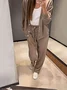 Deux Pièces Ensembles Femmes Simple Plain Printemps / Automne Boucle Naturel Ample Manches Longues Col Rond Top Avec Pantalons