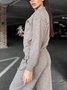 Deux Pièces Ensembles Femmes Simple Plain Printemps / Automne Boucle Naturel Ample Manches Longues Col Rond Top Avec Pantalons