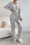 Deux Pièces Ensembles Femmes Sportif Plain Printemps / Automne Col V Naturel Coupe Régulière Manches Longues Droit Régulier