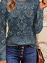 T-shirts Femmes Décontracté Floral Printemps / Automne Imprimé Micro-élasticité Ample Régulier Droit Régulier