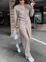 Deux Pièces Ensembles Femmes Simple Plain Printemps / Automne Boucle Naturel Ample Manches Longues Col Rond Top Avec Pantalons
