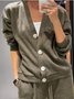 Deux Pièces Ensembles Femmes Simple Plain Printemps / Automne Boucle Naturel Ample Manches Longues Col Rond Top Avec Pantalons