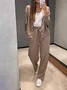 Deux Pièces Ensembles Femmes Simple Plain Printemps / Automne Boucle Naturel Ample Manches Longues Col Rond Top Avec Pantalons