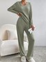 Deux Pièces Ensembles Femmes Sportif Plain Printemps / Automne Col V Naturel Coupe Régulière Manches Longues Droit Régulier