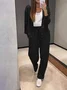 Deux Pièces Ensembles Femmes Simple Plain Printemps / Automne Boucle Naturel Ample Manches Longues Col Rond Top Avec Pantalons