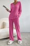 Deux Pièces Ensembles Femmes Sportif Plain Printemps / Automne Col V Naturel Coupe Régulière Manches Longues Droit Régulier