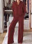 Deux Pièces Ensembles Femmes Élégant Plain Printemps / Automne Polyester avec Sangle Réglable Micro-élasticité Manches Longues Top Avec Pantalons Droit