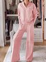 Deux Pièces Ensembles Femmes Élégant Plain Printemps / Automne Polyester avec Sangle Réglable Micro-élasticité Manches Longues Top Avec Pantalons Droit