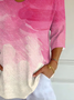 T-shirts Femmes Décontracté Abstrait Printemps / Automne Polyester Micro-élasticité Ample Manches trois quarts Régulier Ligne T