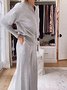 Deux Pièces Ensembles Femmes Élégant Plain Printemps / Automne Polyester avec Sangle Réglable Micro-élasticité Manches Longues Top Avec Pantalons Droit