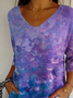 T-shirts Femmes Décontracté Abstrait Printemps / Automne Polyester Imprimé Manches trois quarts Régulier Ligne T Régulier