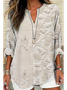 Blouses Décontracté Floral Printemps / Automne Col V Quotidien Manches Longues en Mélangé de Coton Trapèze Régulier pour Femmes