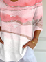 T-shirts Décontracté Abstrait Printemps / Automne Polyester Col V Imprimé Quotidien Ample Régulier pour Femmes