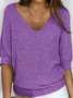 Tricoté Tops Décontracté Plain Printemps / Automne Acrylique Micro-élasticité Domestique Coupe Régulière Régulier Droit pour Femmes