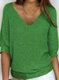 Tricoté Tops Décontracté Plain Printemps / Automne Acrylique Micro-élasticité Domestique Coupe Régulière Régulier Droit pour Femmes