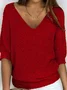 Tricoté Tops Décontracté Plain Printemps / Automne Acrylique Micro-élasticité Domestique Coupe Régulière Régulier Droit pour Femmes