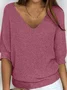 Tricoté Tops Décontracté Plain Printemps / Automne Acrylique Micro-élasticité Domestique Coupe Régulière Régulier Droit pour Femmes